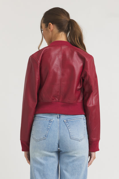 Collins Burnished Leather Jacket Red