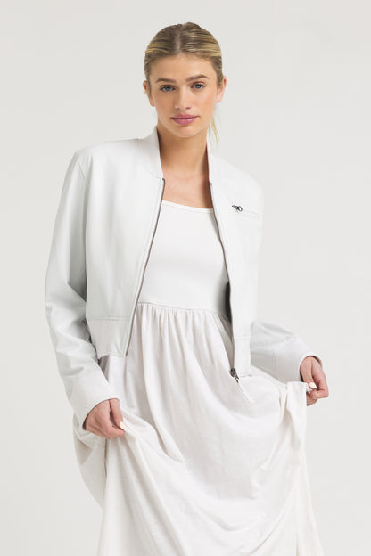 Collins Burnished Leather Jacket White