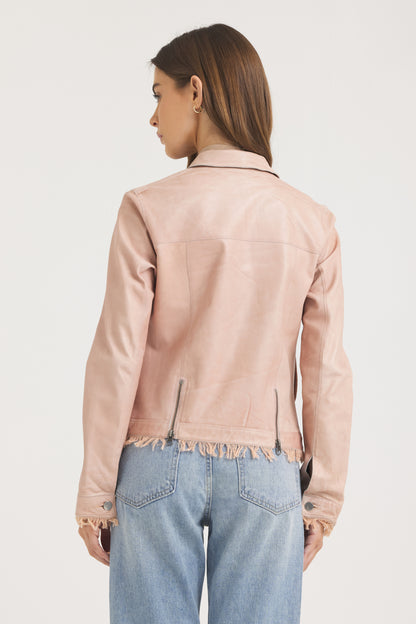 Alexa Patina Leather Jacket Pink