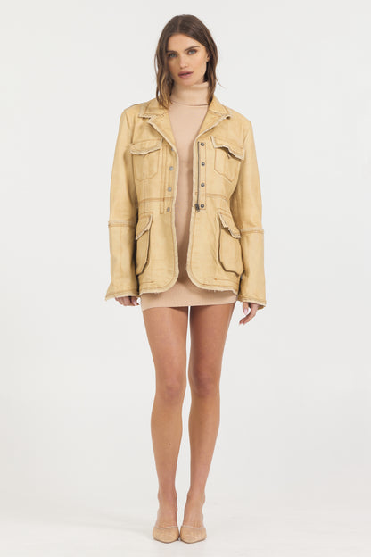 Meryl Vintage Leather Jacket Sand