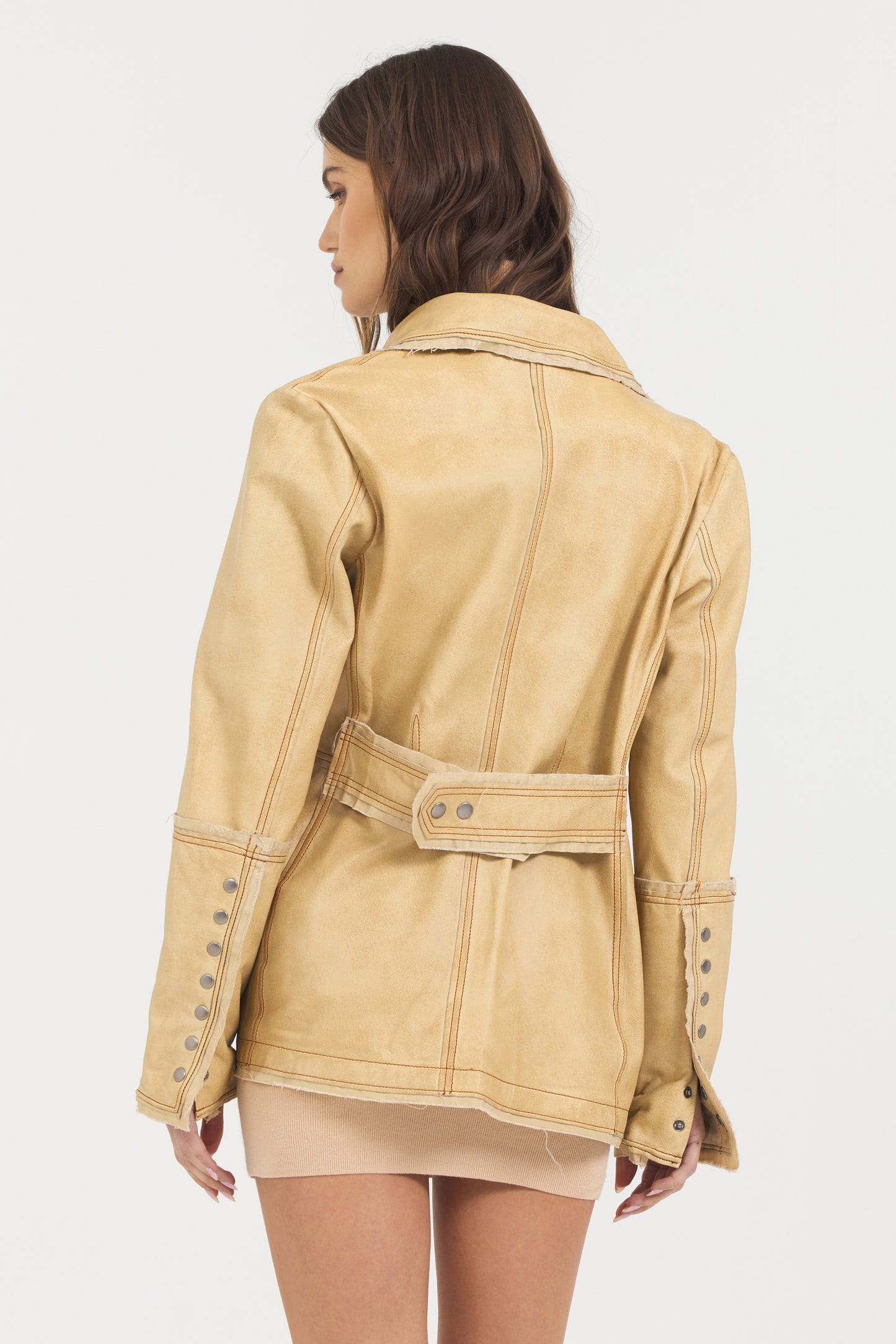 Meryl Vintage Leather Jacket Sand