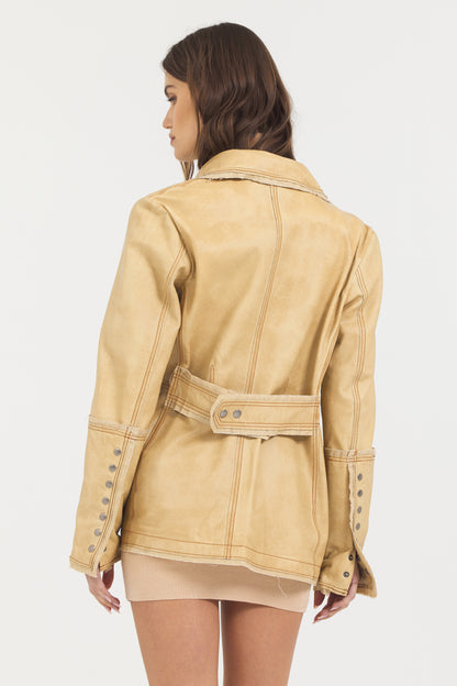 Meryl Vintage Leather Jacket Sand