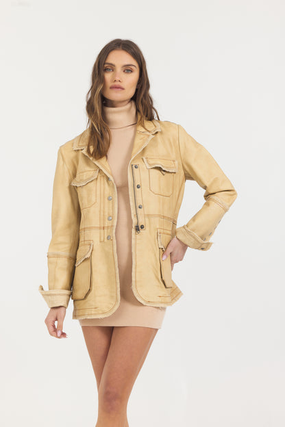 Meryl Vintage Leather Jacket Sand