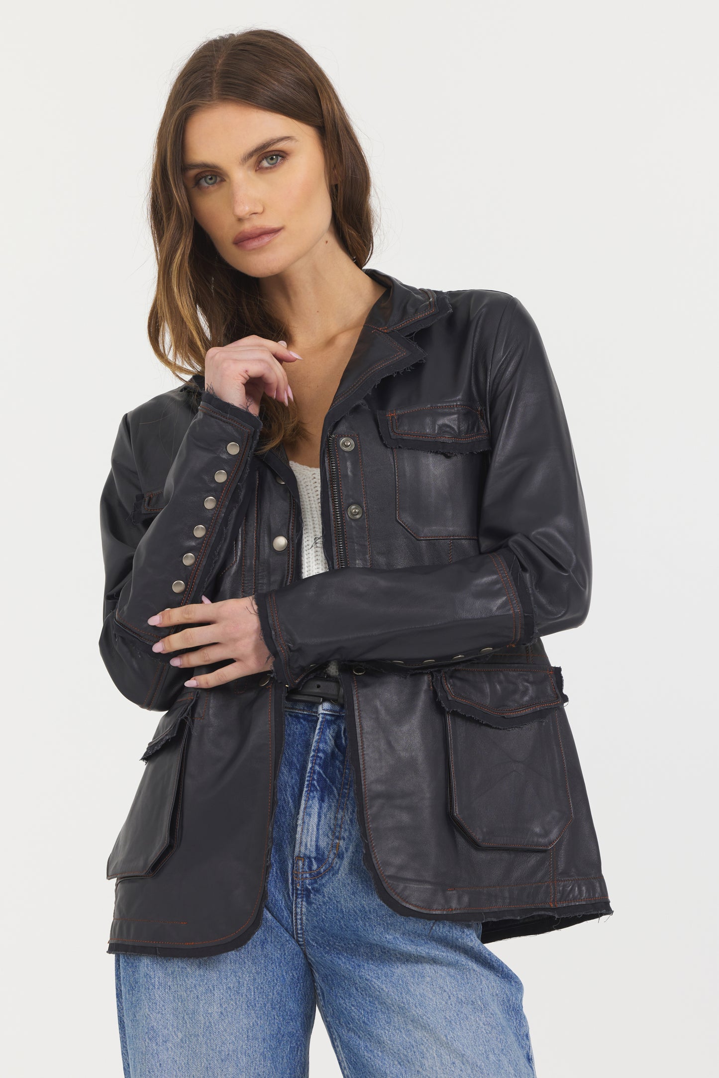 Meryl Vintage Leather Jacket Midnight