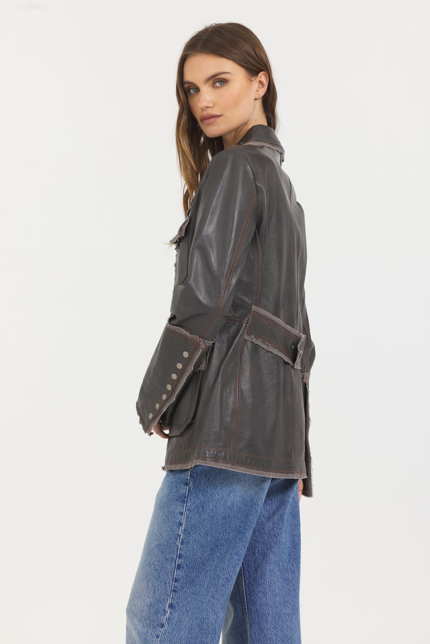 Meryl Vintage Leather Jacket Greystone