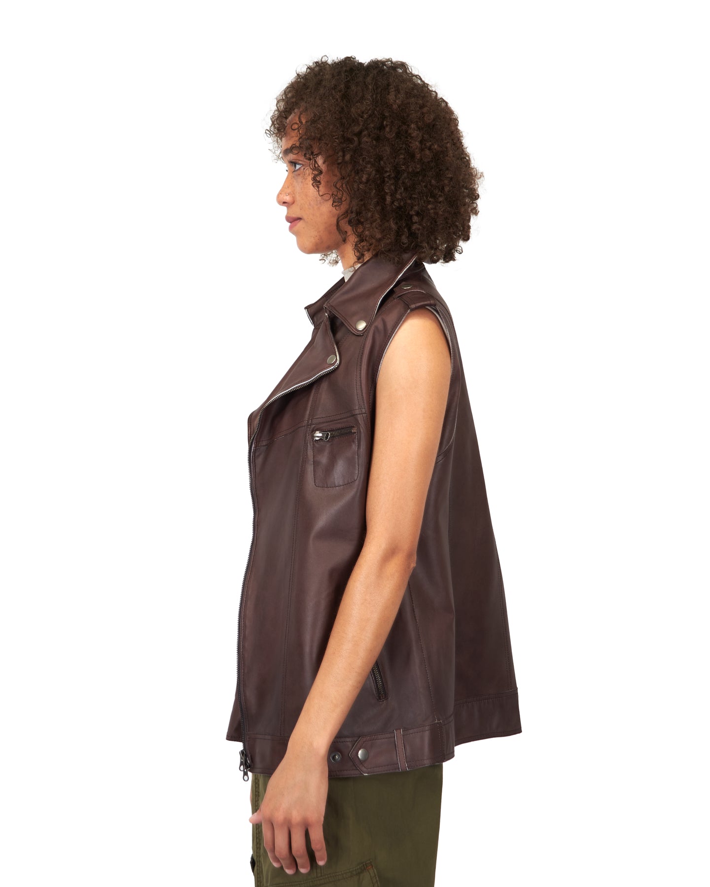 Angela Patina Leather Jacket Bark