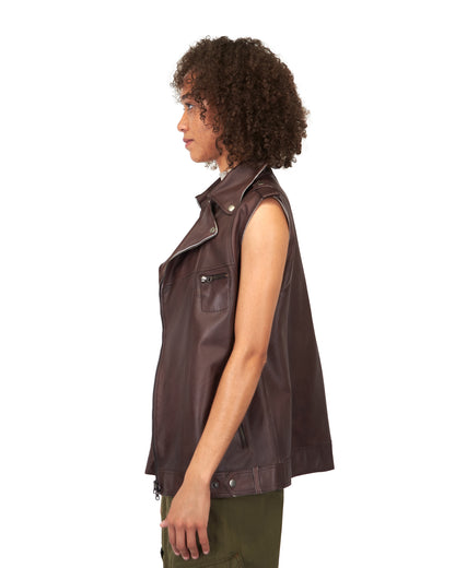 Angela Patina Leather Jacket Bark