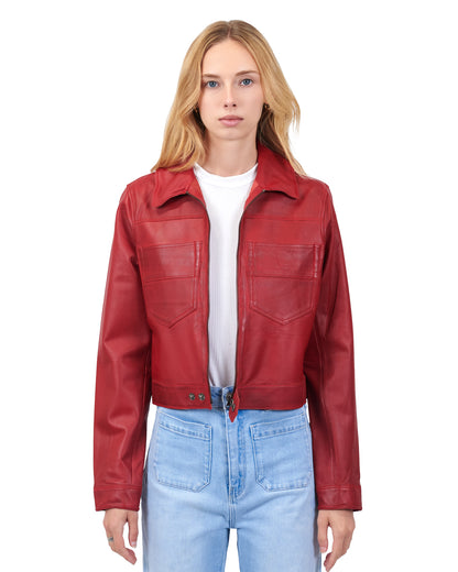 Hayden Vintage Waxed Leather Jacket Red