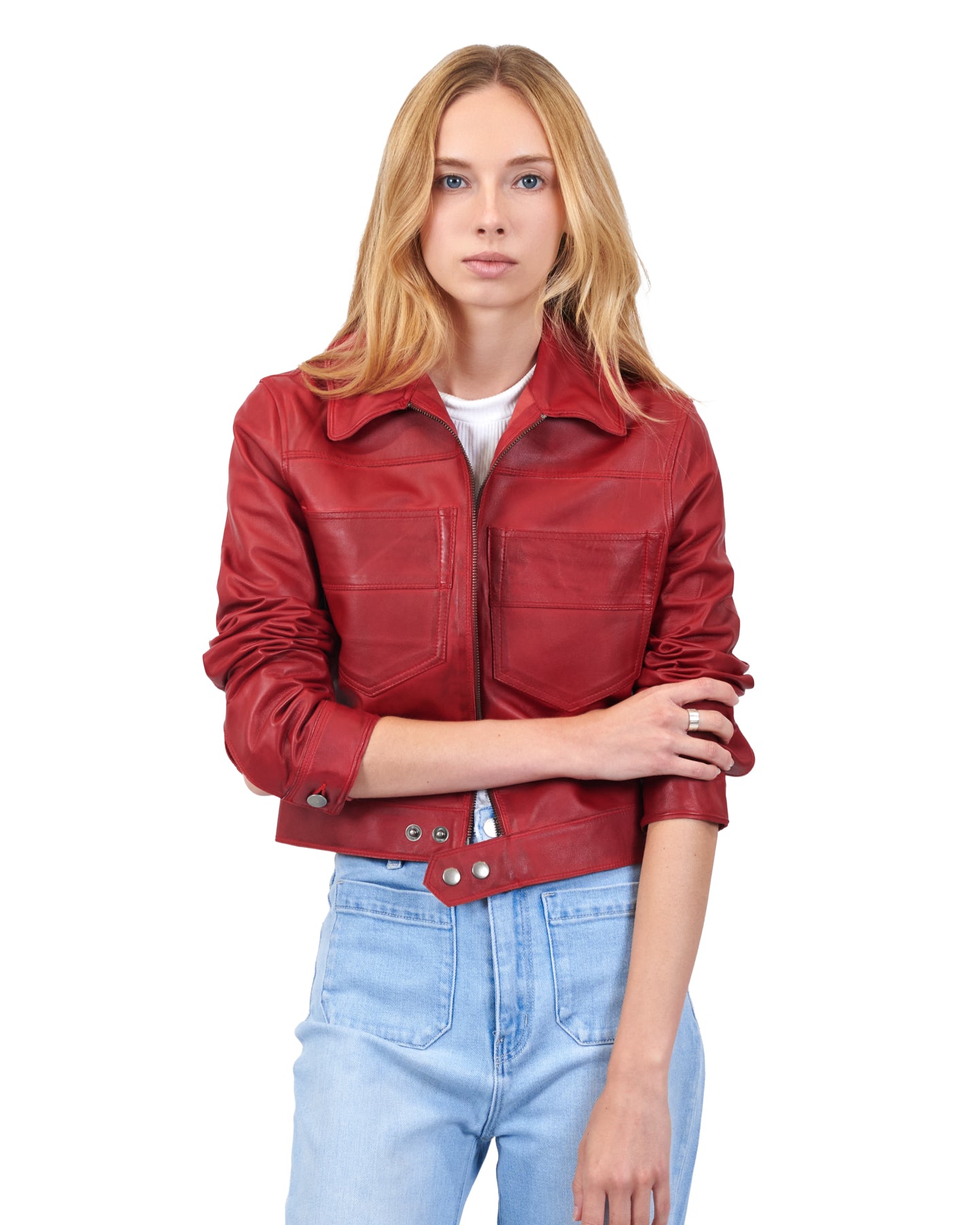 Hayden Vintage Waxed Leather Jacket Red