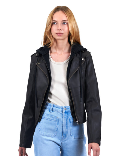 Molly Burnished Leather Jacket Chocolate