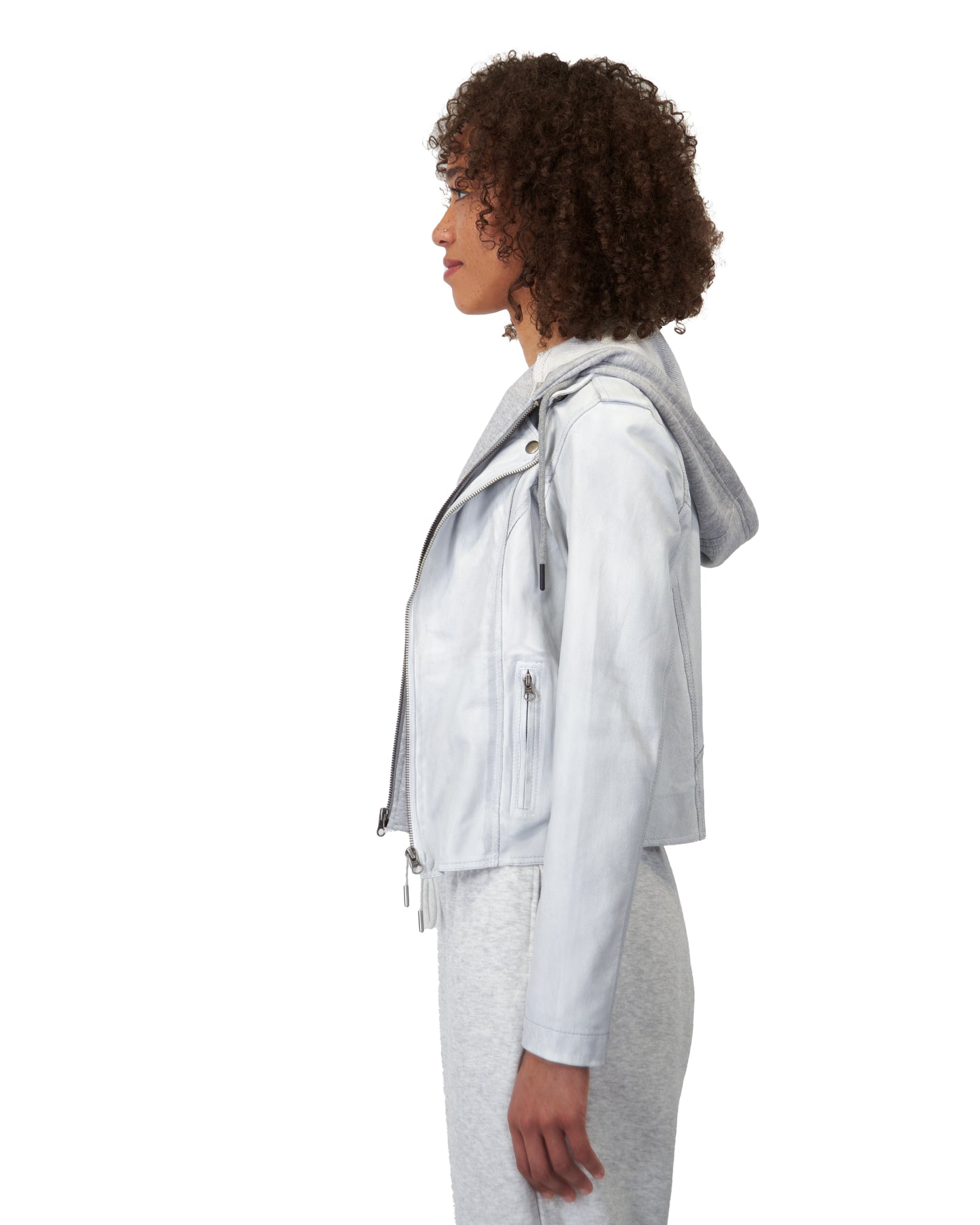 Molly Stonewash Leather Jacket White