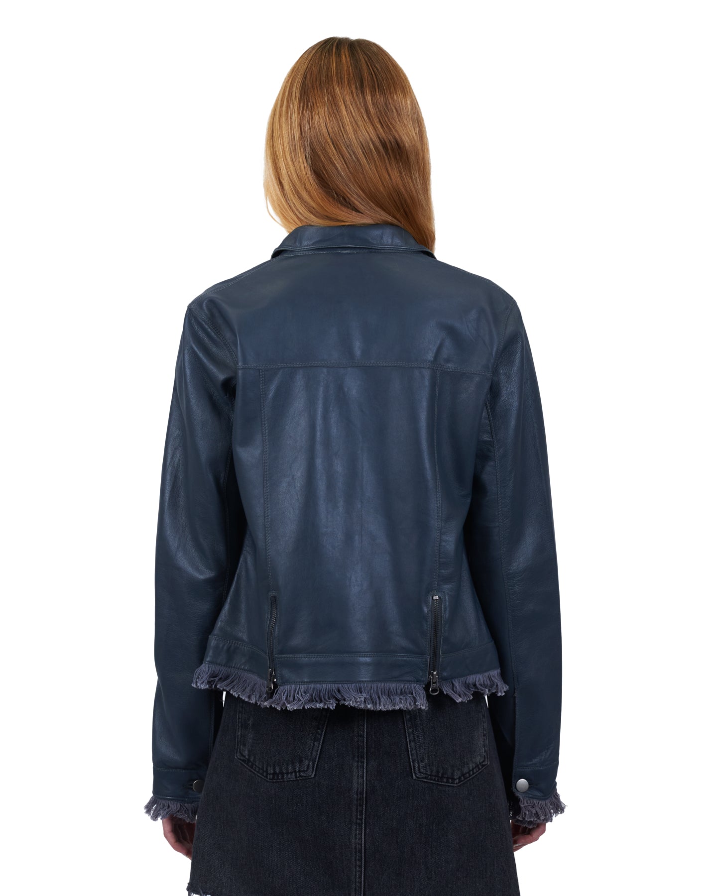 Alexa Burnished Leather Jacket Slate