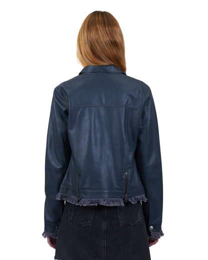 Alexa Burnished Leather Jacket Slate