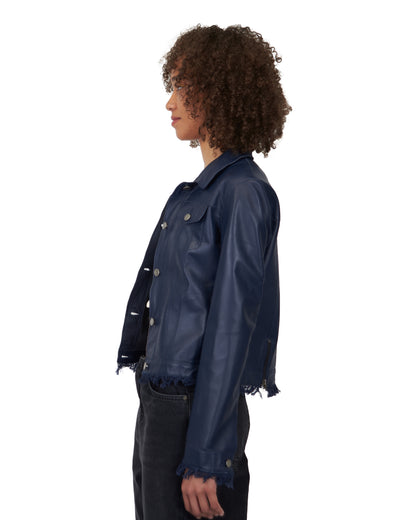 Alexa Burnished Leather Jacket Dark Indigo