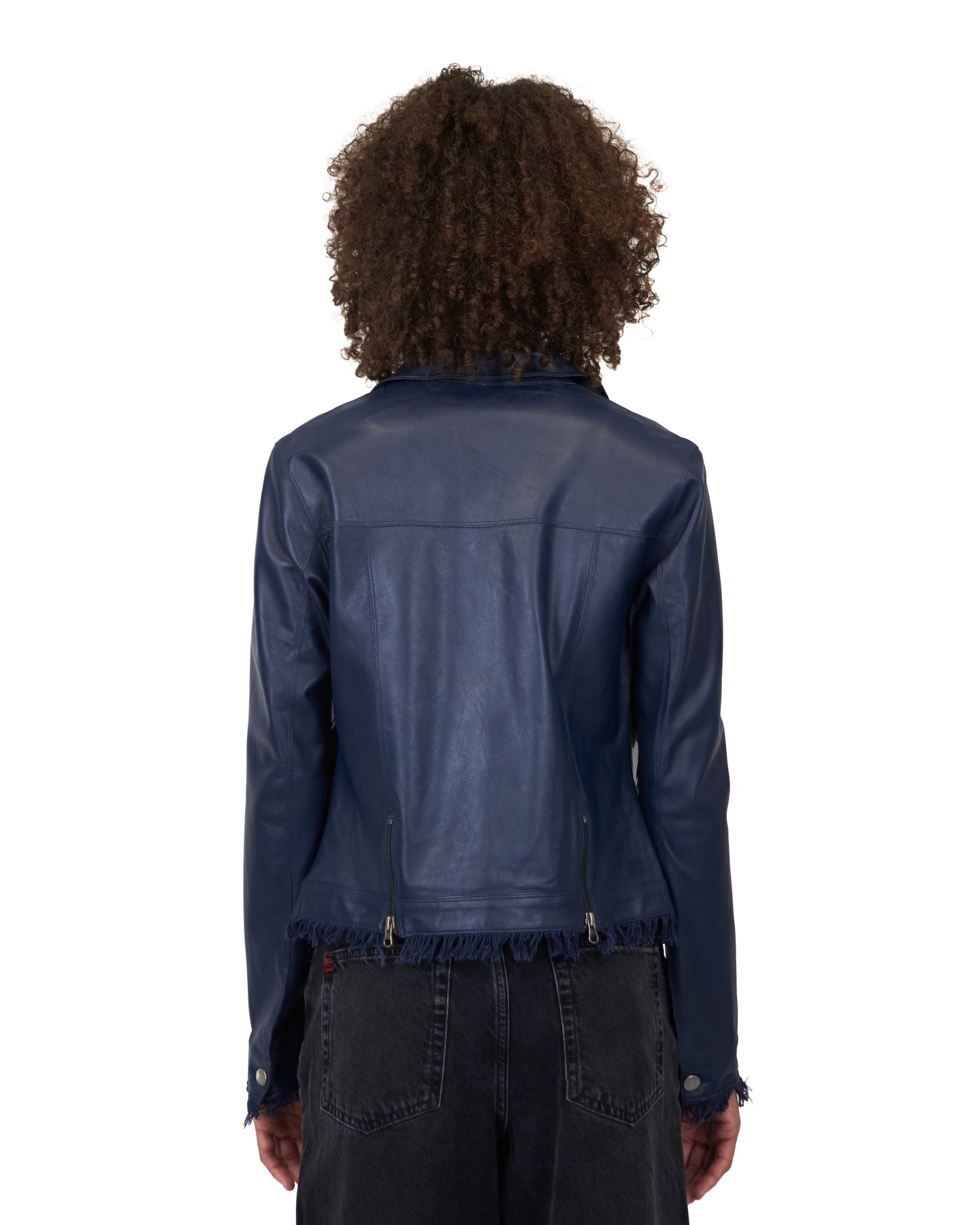 Alexa Burnished Leather Jacket Dark Indigo