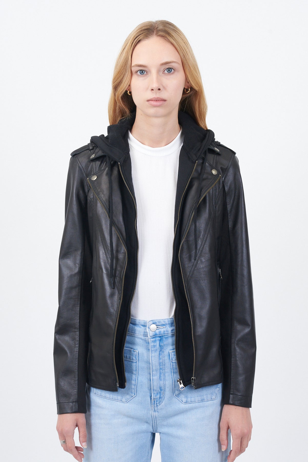 Hannah Burnished Leather Jacket Black