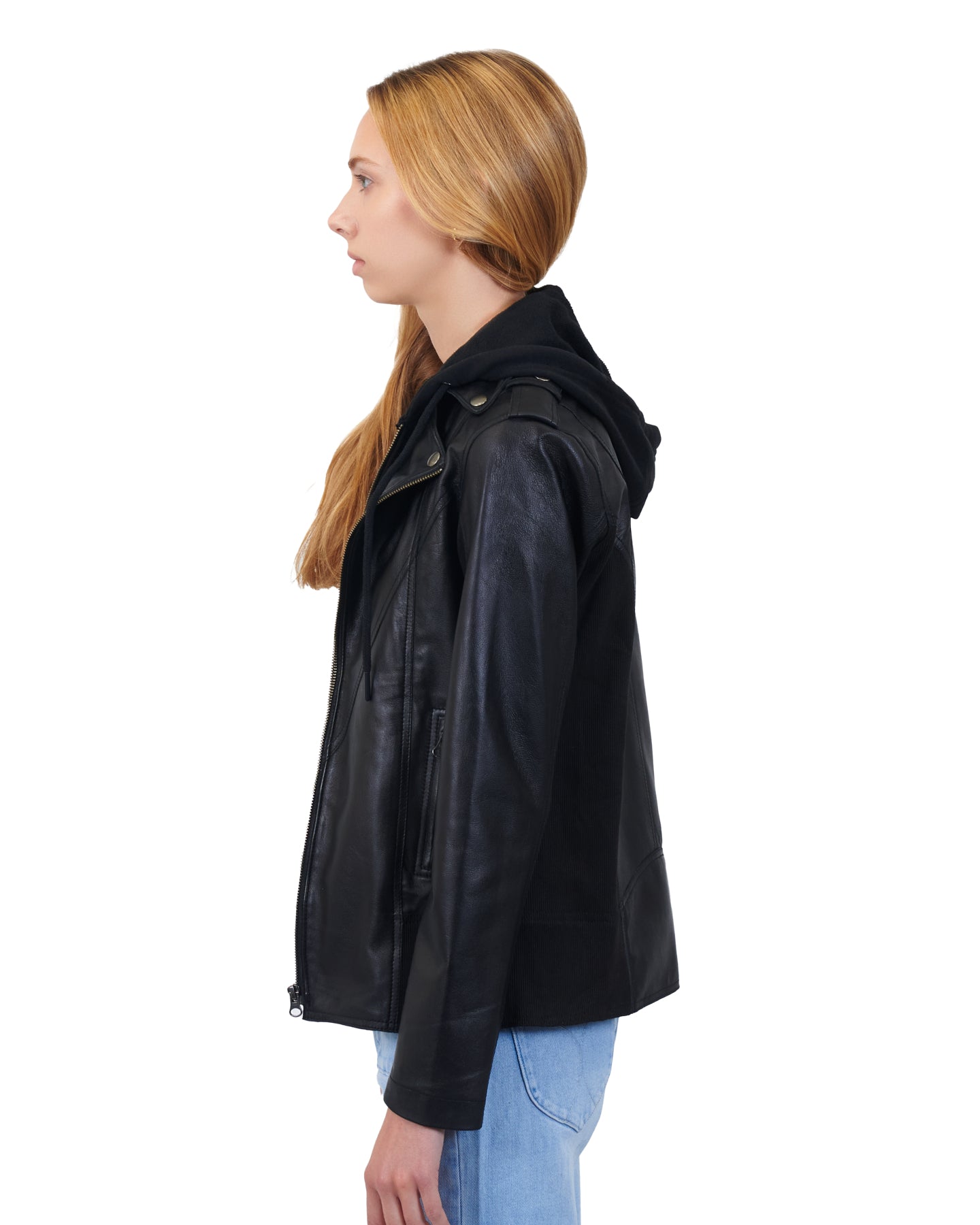 Hannah Burnished Leather Jacket Black