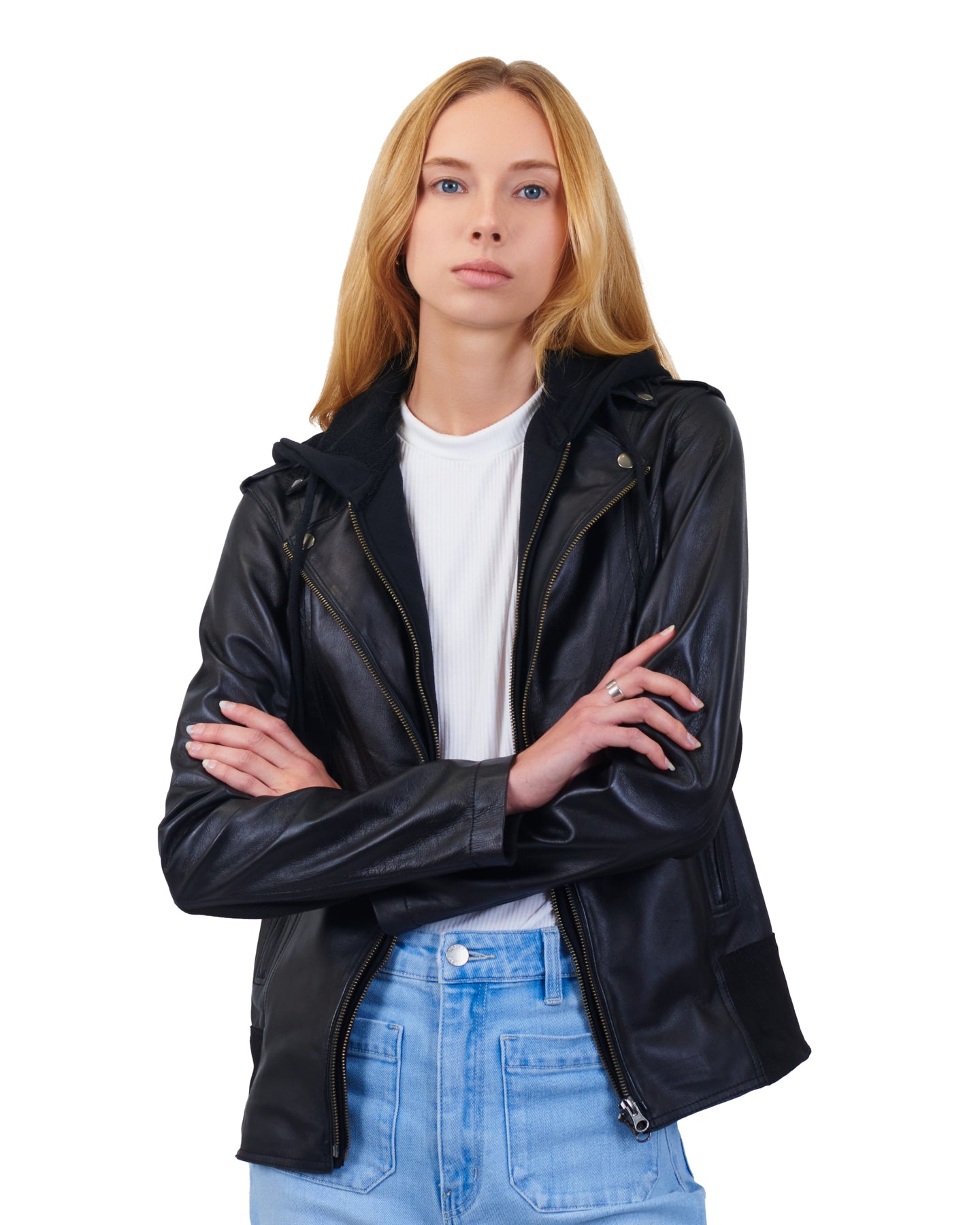 Hannah Burnished Leather Jacket Black