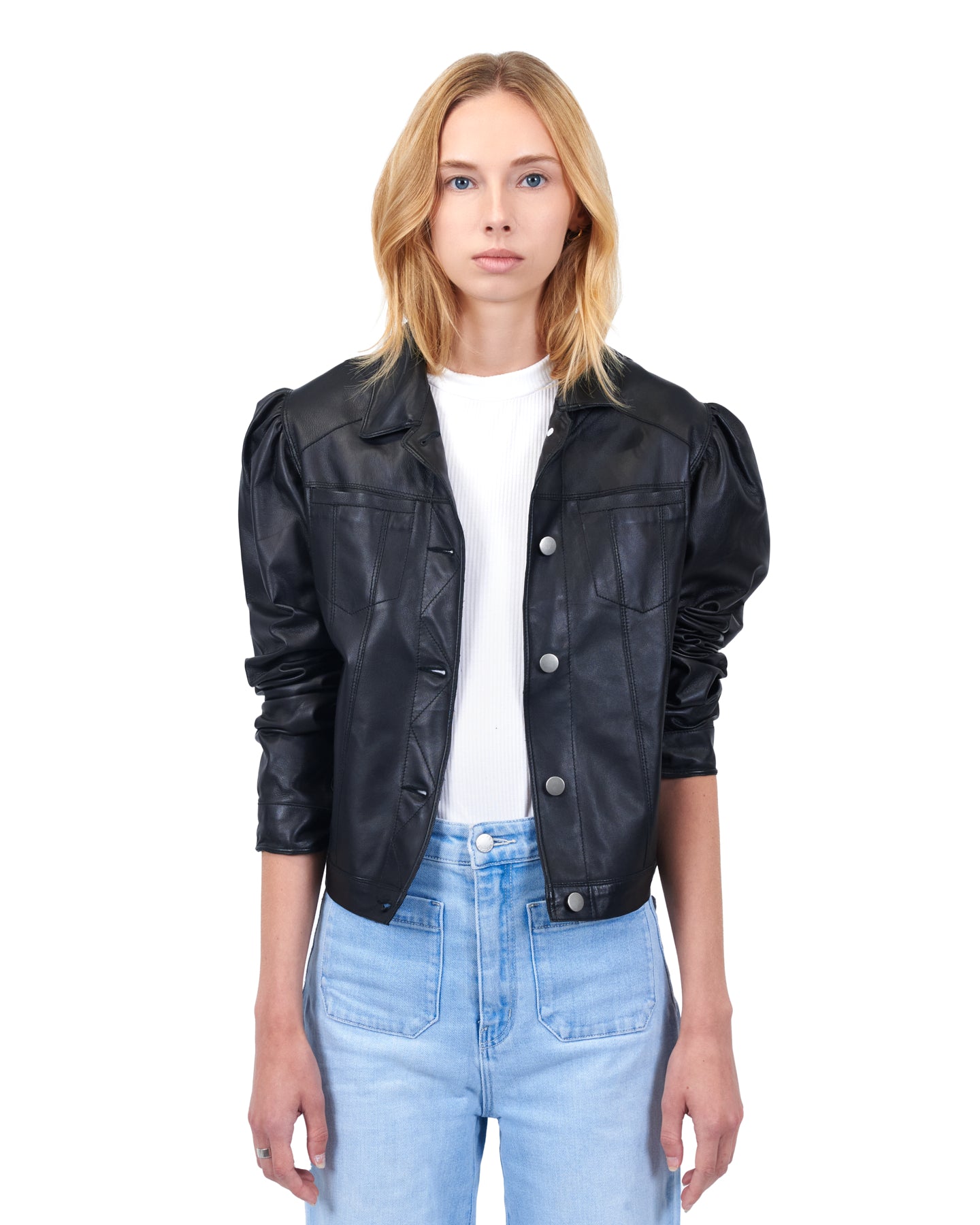 Ariel Burnished Leather Jacket Black