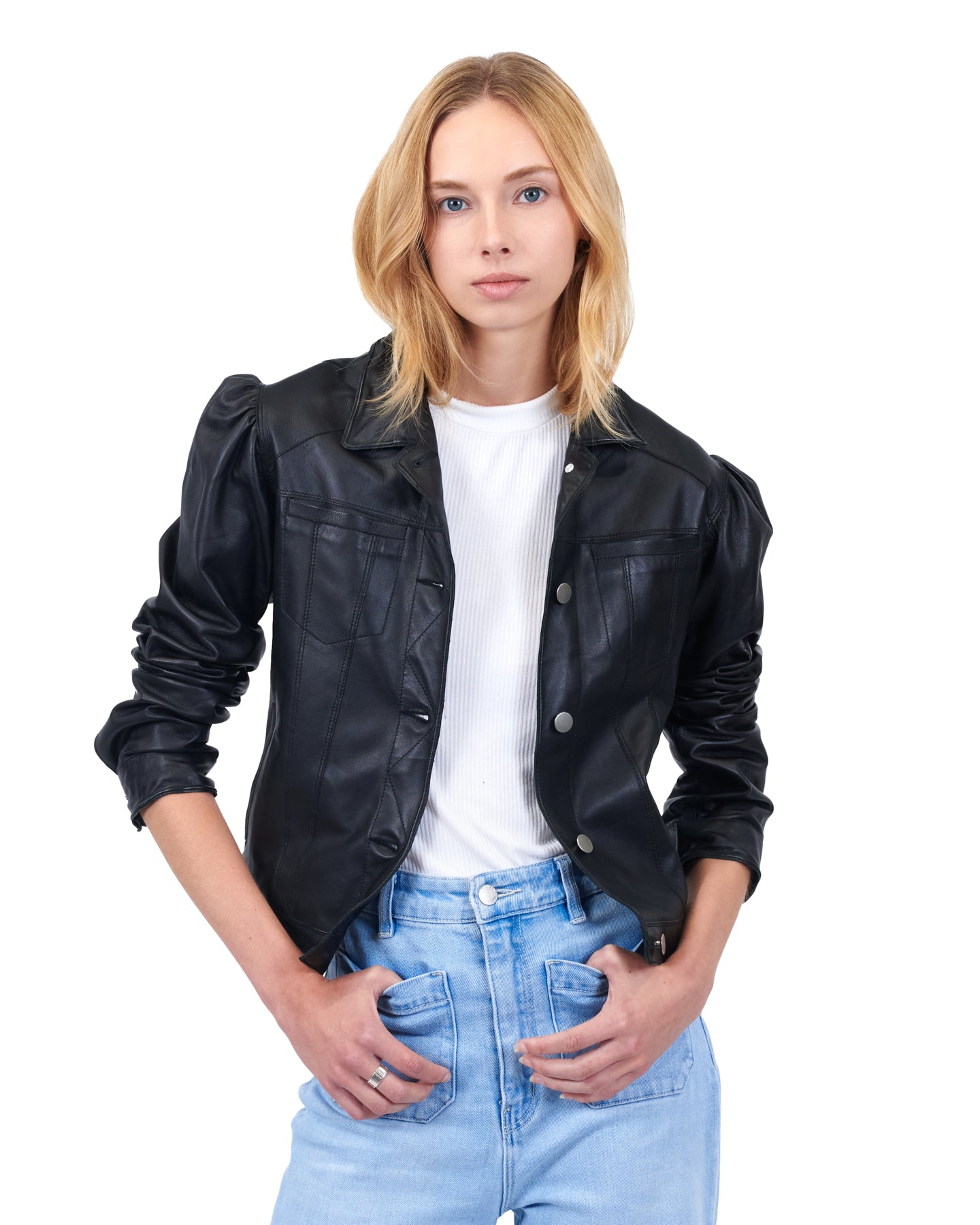 Ariel Burnished Leather Jacket Black