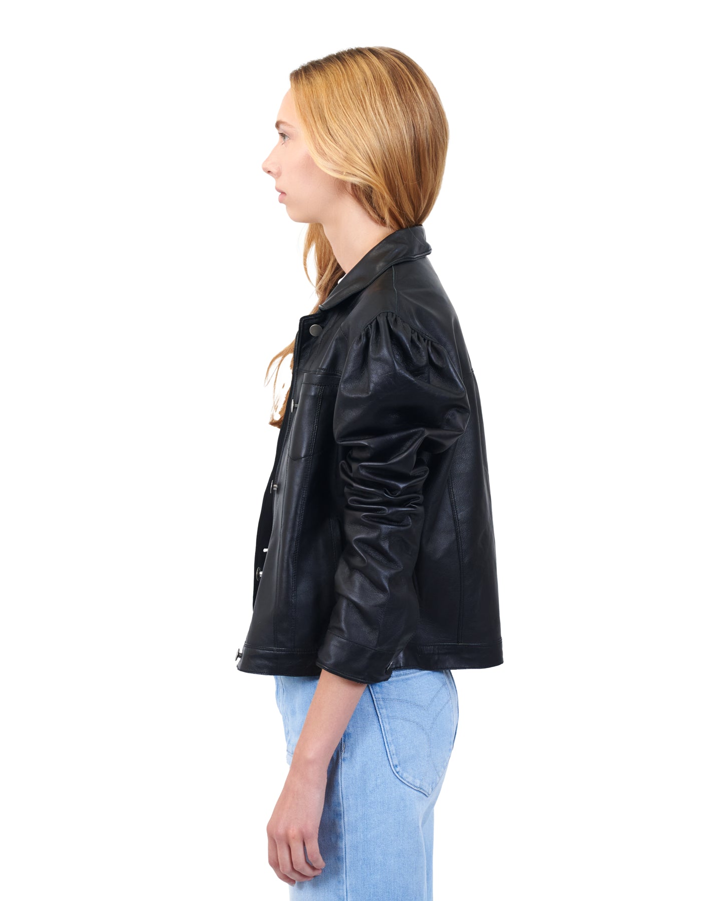 Ariel Burnished Leather Jacket Black