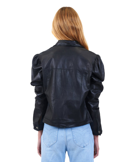 Ariel Burnished Leather Jacket Black