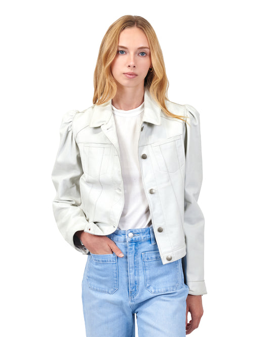 Ariel Burnished Leather Jacket White