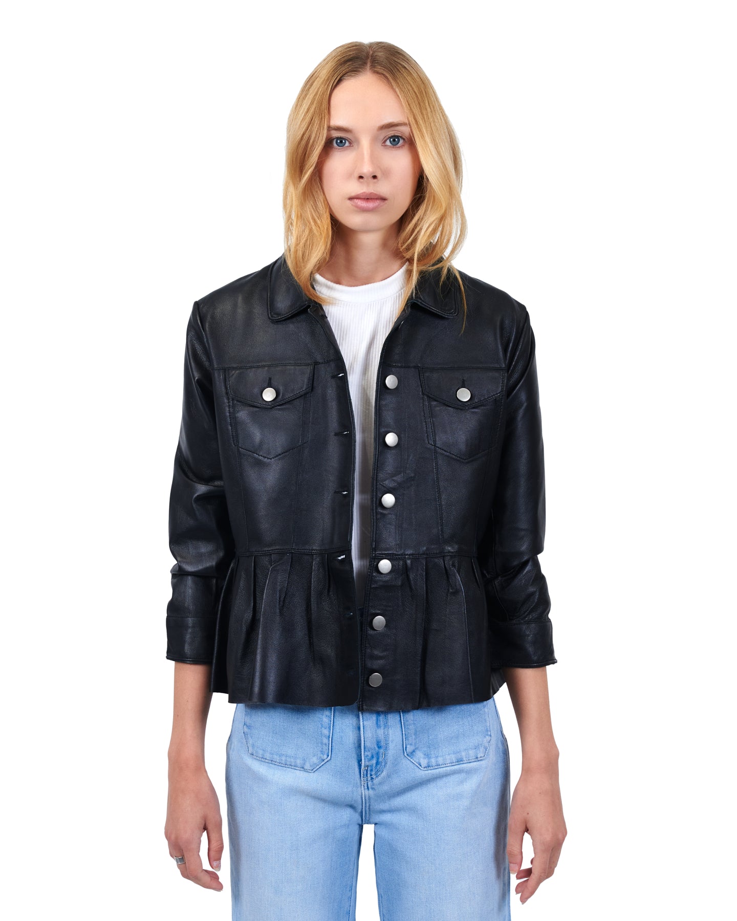 Brie Burnished Leather Jacket Black