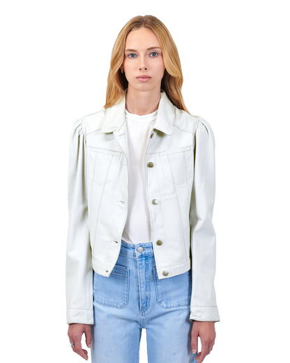 Brie Burnished Leather Jacket White