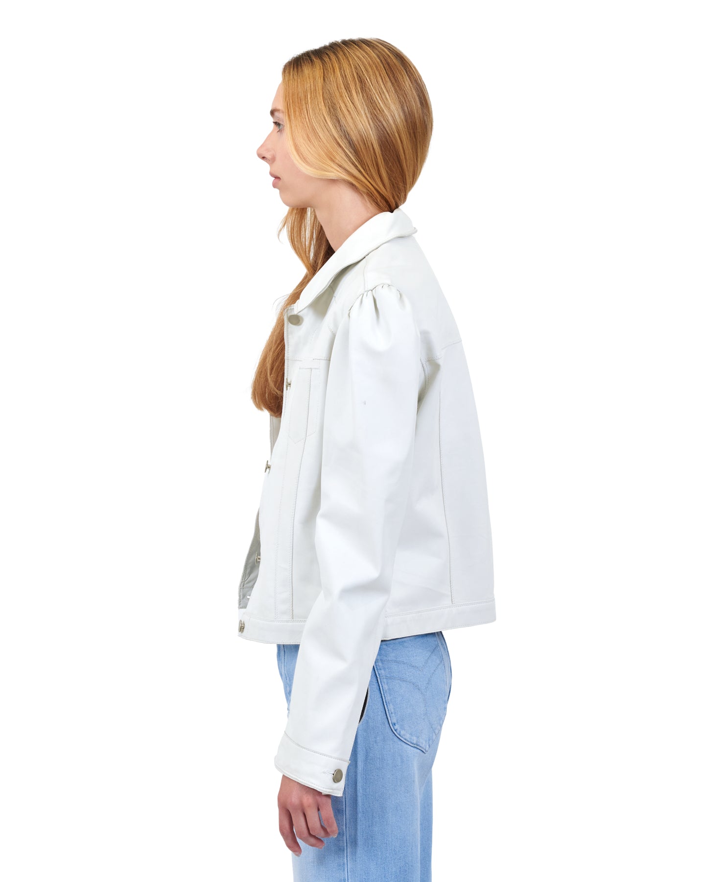 Brie Burnished Leather Jacket White