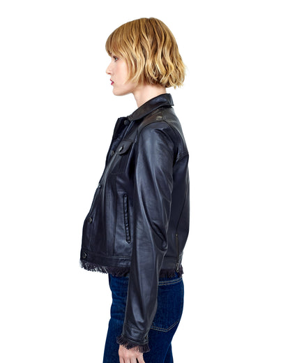 Alexa Washed Leather Jacket Sable