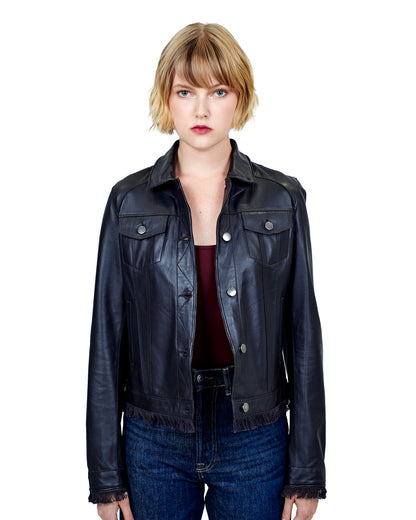 Alexa Washed Leather Jacket Sable