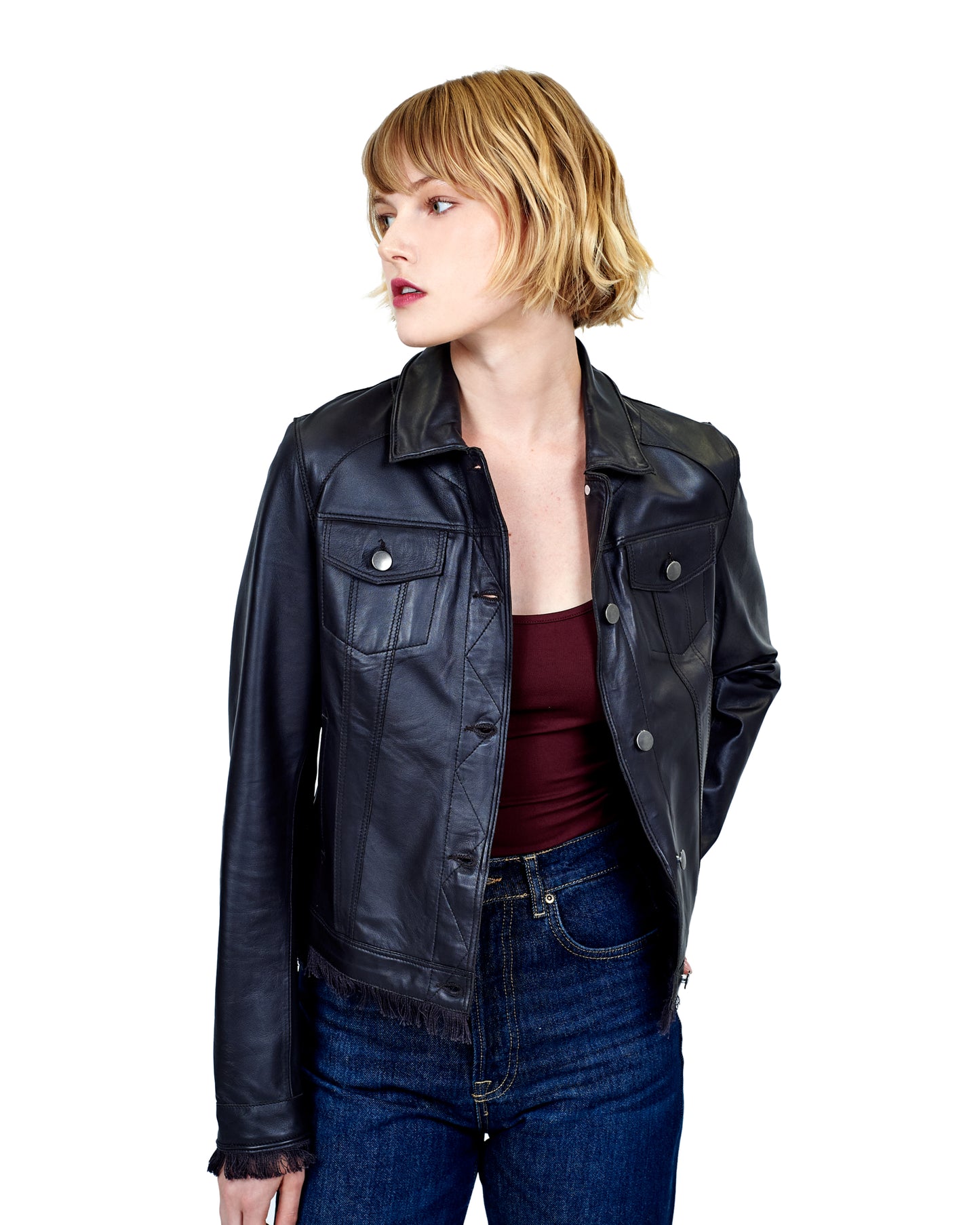 Alexa Washed Leather Jacket Sable