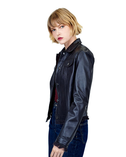 Alexa Washed Leather Jacket Sable