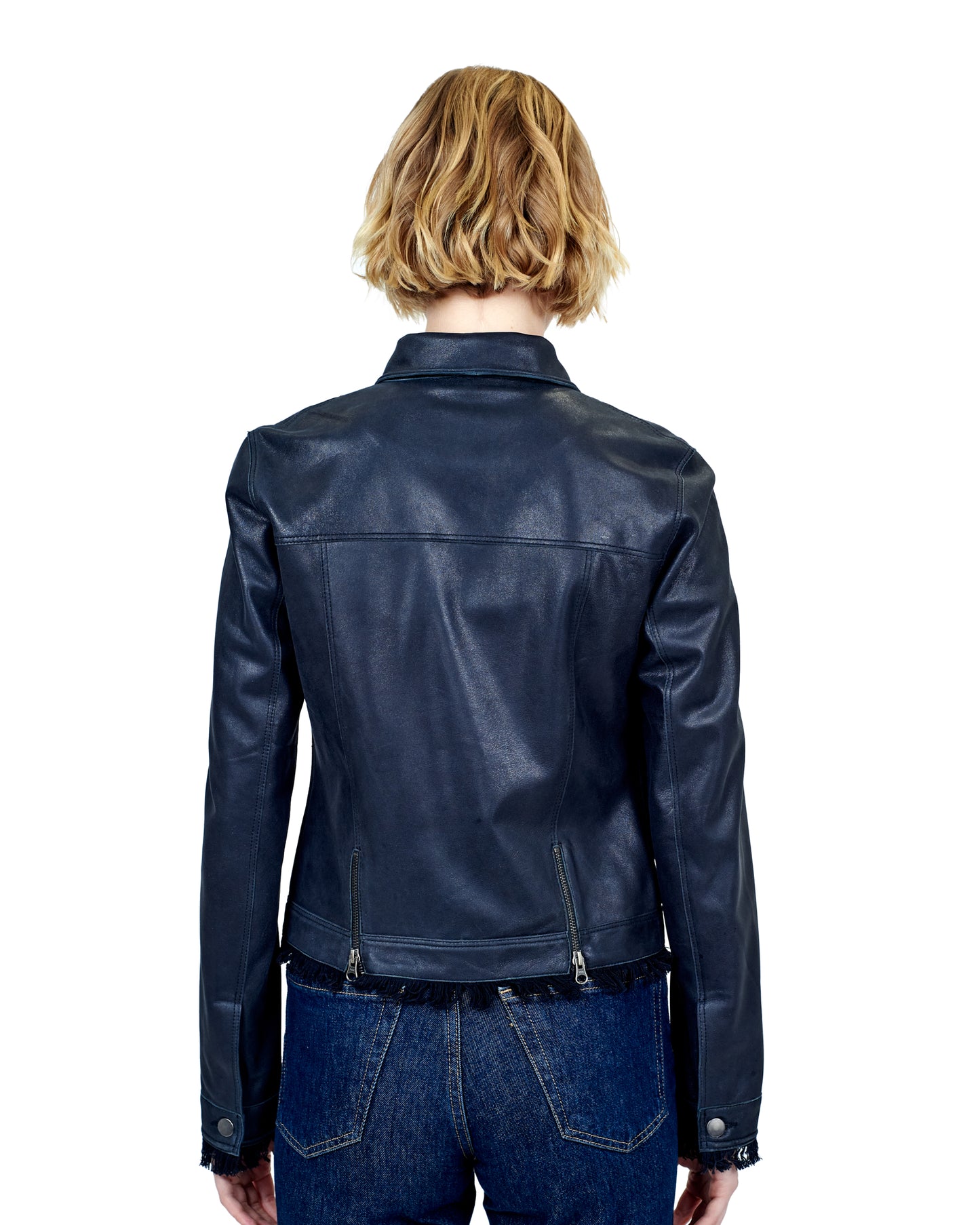 Alexa Washed Leather Jacket Black Shimmer