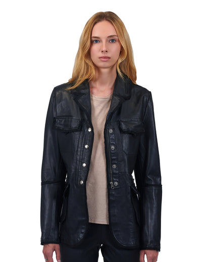 Meryl Washed Leather Jacket Black