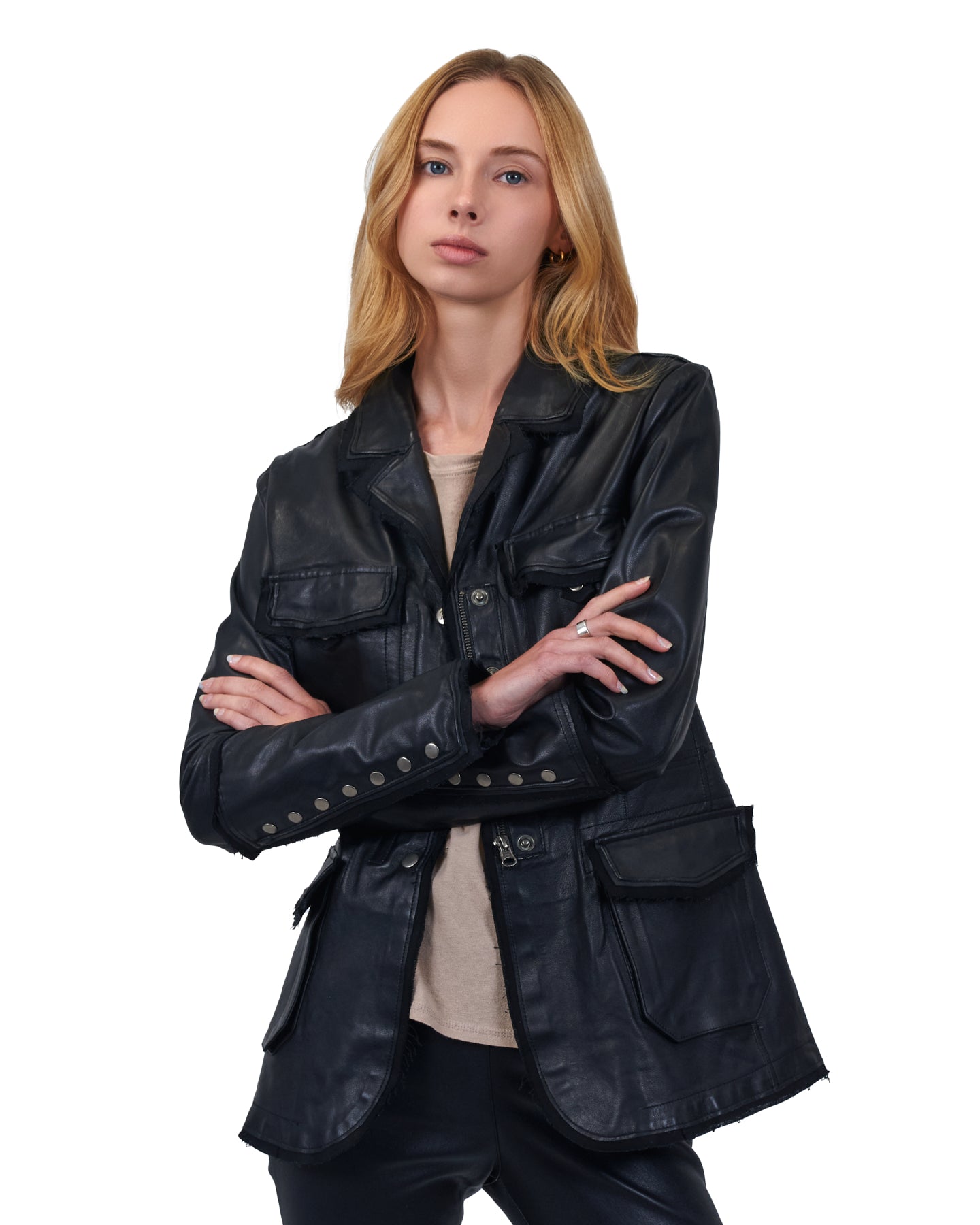 Meryl Washed Leather Jacket Black