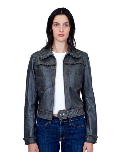 Hayden Vintage Leather Jacket Greystone