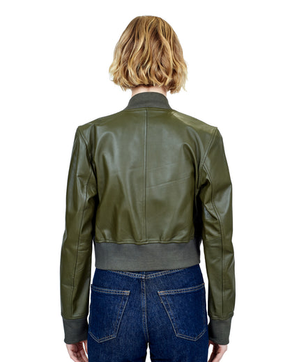 Collins Washed Leather Jacket Sage