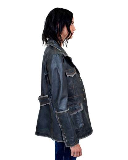 Meryl Vintage Leather Jacket Greystone