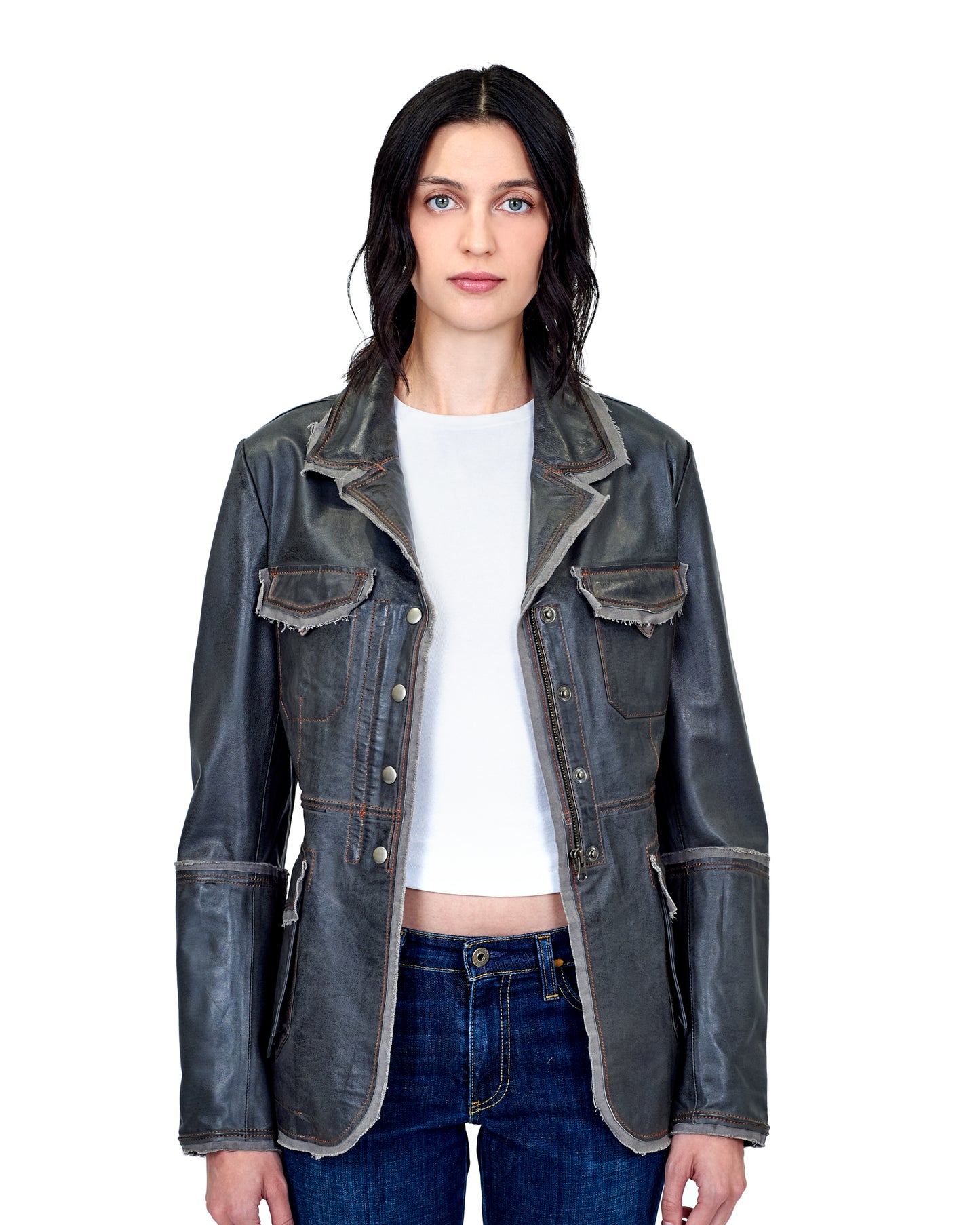 Meryl Vintage Leather Jacket Greystone