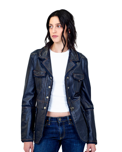 Meryl Vintage Leather Jacket Midnight