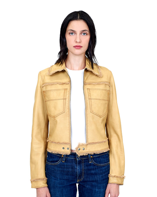 Hayden Vintage Leather Jacket Sand