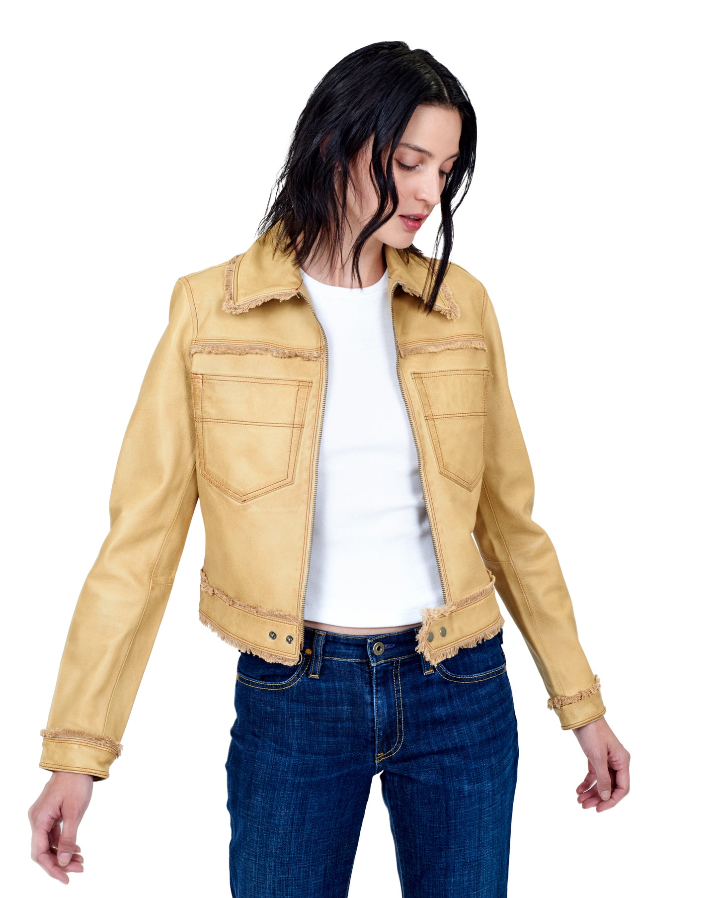 Hayden Vintage Leather Jacket Sand