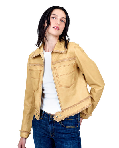 Hayden Vintage Leather Jacket Sand