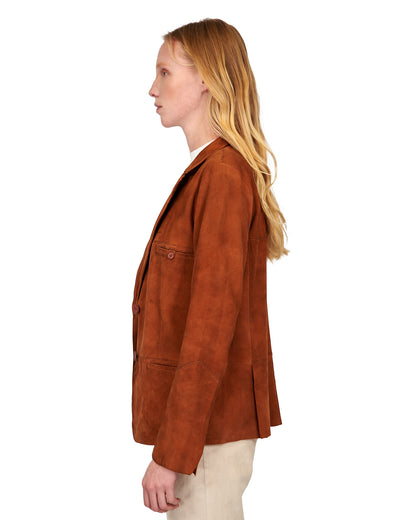 Lucia Washed Suede Jacket Mustang