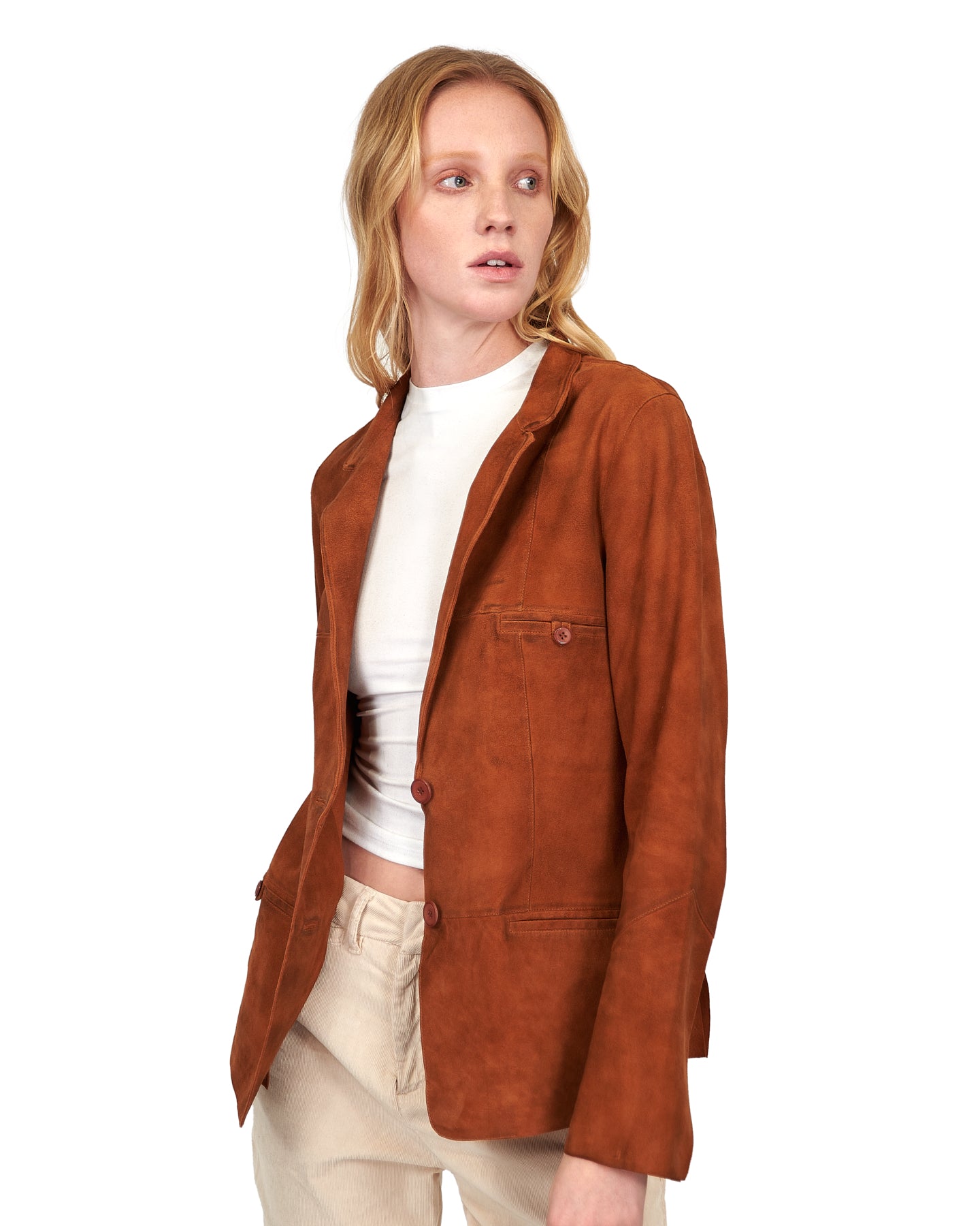 Lucia Washed Suede Jacket Mustang