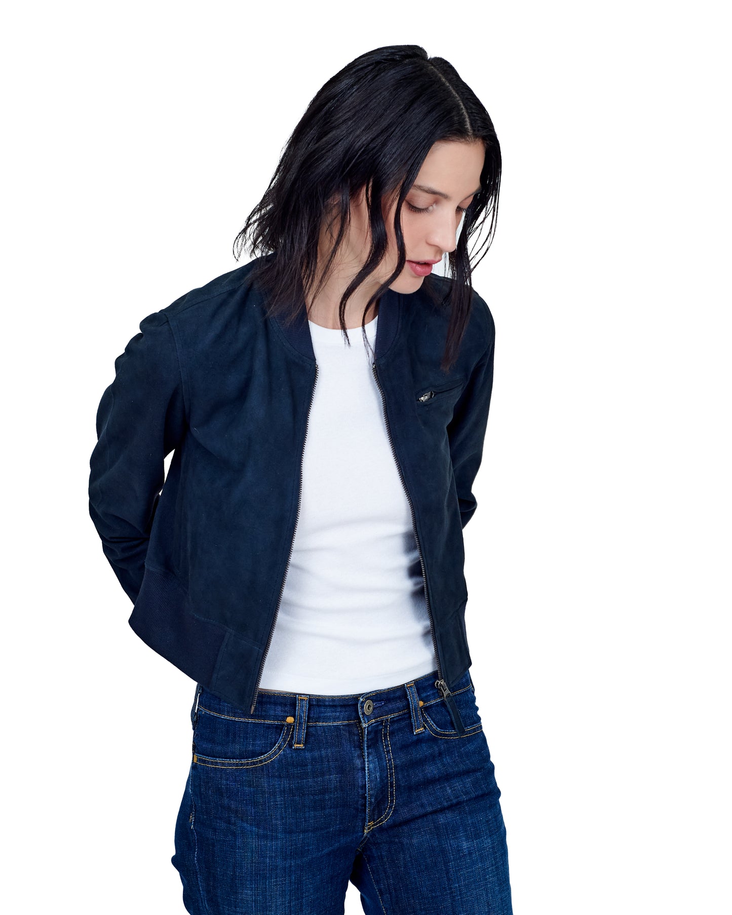 Collins Washed Suede Jacket Midnight