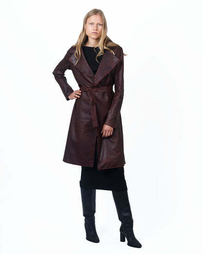 Elyse Vintage Leather Trench Port