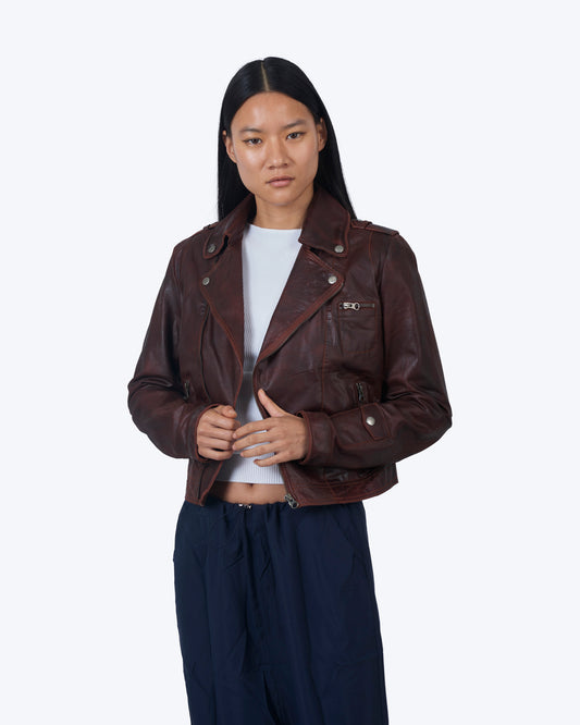 Josey Vintage Leather Jacket Port